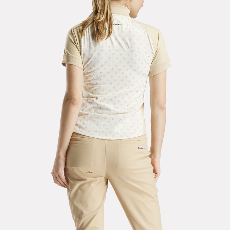 Women's Short Sleeve 1/4 Zip Mini Argyle Print Top - Image 3