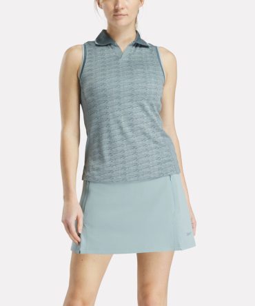 Women's Sleeveless Tonal Vector Jacquard Golf Polo Shirt