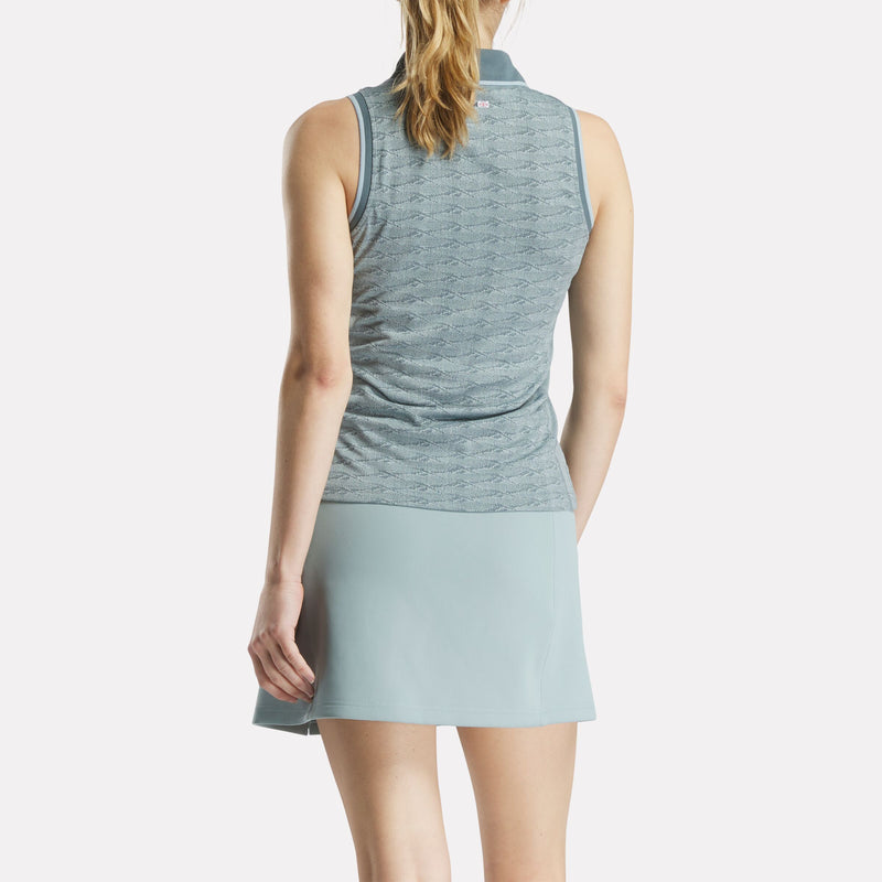 Women's Sleeveless Tonal Vector Jacquard Golf Polo Shirt - Image 3