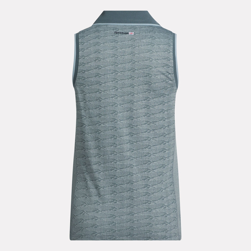 Women's Sleeveless Tonal Vector Jacquard Golf Polo Shirt - Image 5