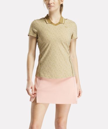 Women's Cap Sleeve Johnny Collar Micro Floral Polo Shirt