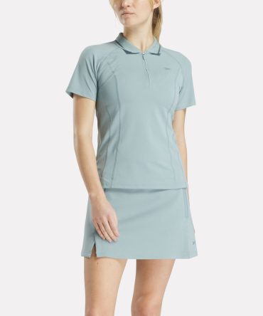 Women's Short Sleeve Zip Bodycon Golf Polo Shirt