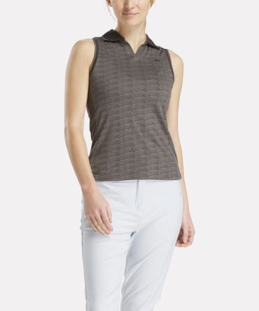 Women's Sleeveless Tonal Vector Jacquard Golf Polo Shirt