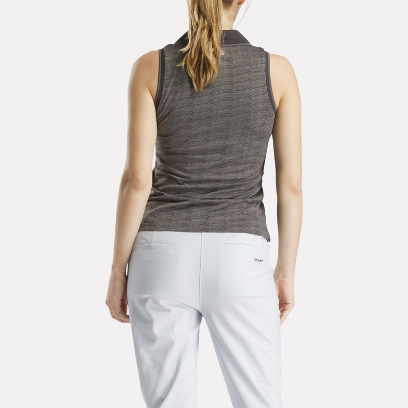Women's Sleeveless Tonal Vector Jacquard Golf Polo Shirt - Image 4