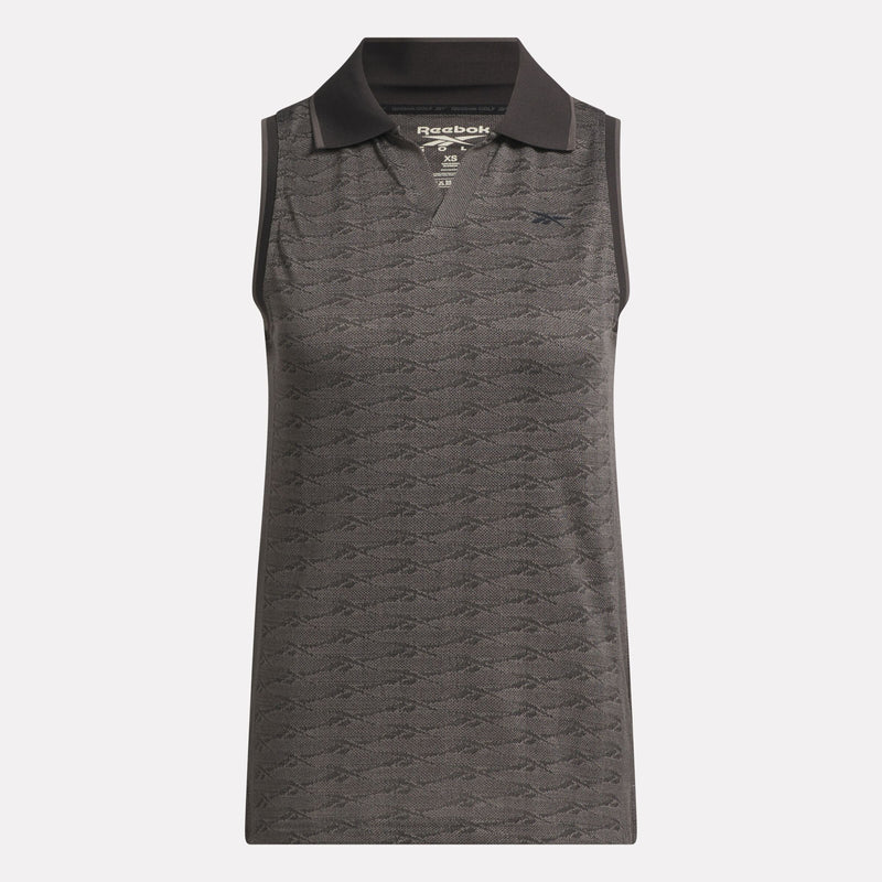 Women's Sleeveless Tonal Vector Jacquard Golf Polo Shirt - Image 6